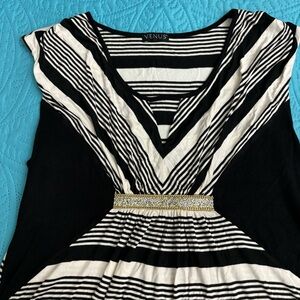 Venus Black Striped Top 1X